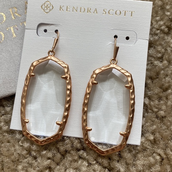 Kendra Scott Drop earrings gold and clear - Picture 2 of 4